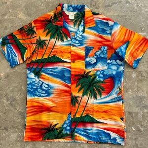 Vintage 1980s Don Giovanni Hawaiian Surf Sunset Shirt USA Made M
